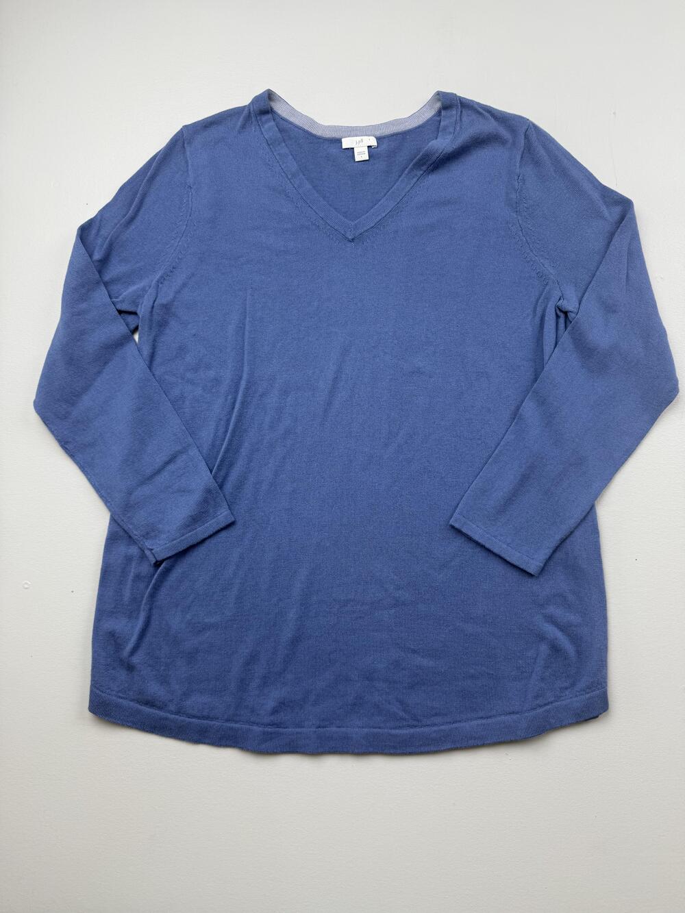 J. Jill Sweater Womens L Blue V Neck Long Sleeve Lightweight Knit Pullover